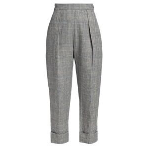 Rachel Comey Black Multi Houndstooth Pleated Tapered Leg Cuffed Hem Trouser
